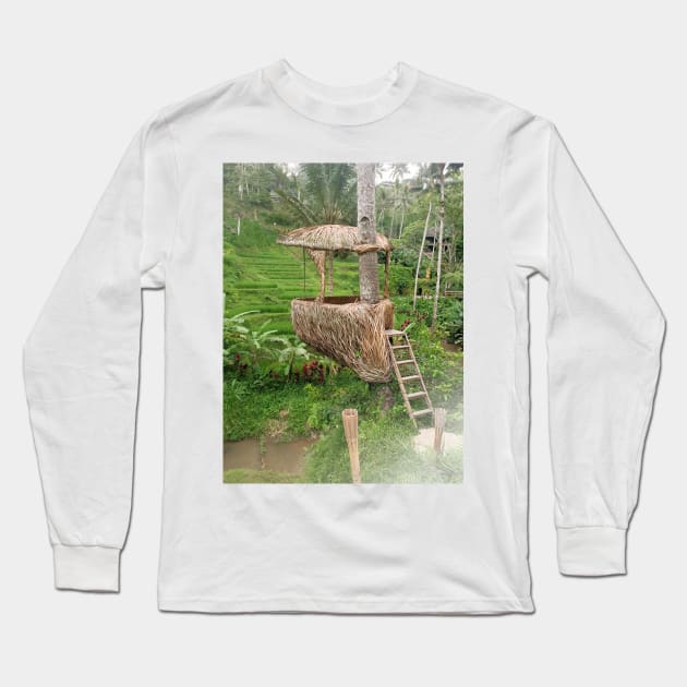 Green nature field, rice terrace Bali Indonesia Long Sleeve T-Shirt by MarJul